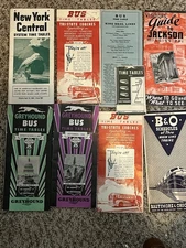 8-Vintage Greyhound Bus Time Tables 1940s Free Shipping USA