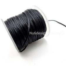 Satin Chinese Nylon Knot Cord Black 1.5mm 96ft Beading Thread Macrame, Bracelet