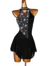 Ice skating dress Competition Figure Skating Twirling Costume black