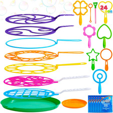 18 Pcs Giant Bubble Wands Set with Tray Kids Outdoor Summer Party Favors Toy Fun
