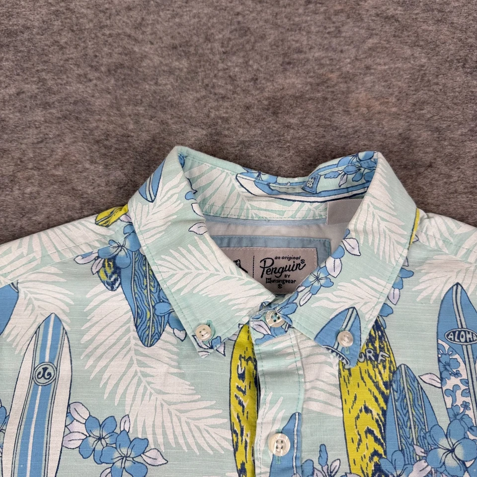 Original Penguin Button Down Shirt Surf Boards Blue Mens Small S - Image 4 of 4