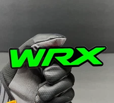 (2PC) "WRX" JDM Emblems GREEN 3D Acrylic Fender/Grill/Tailgate Badges Racing