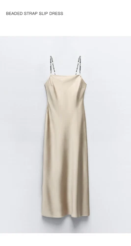 PALM ANGELS Abito Zara grigio argento perline cinturino cappuccio raso midi slip donna XS blogger