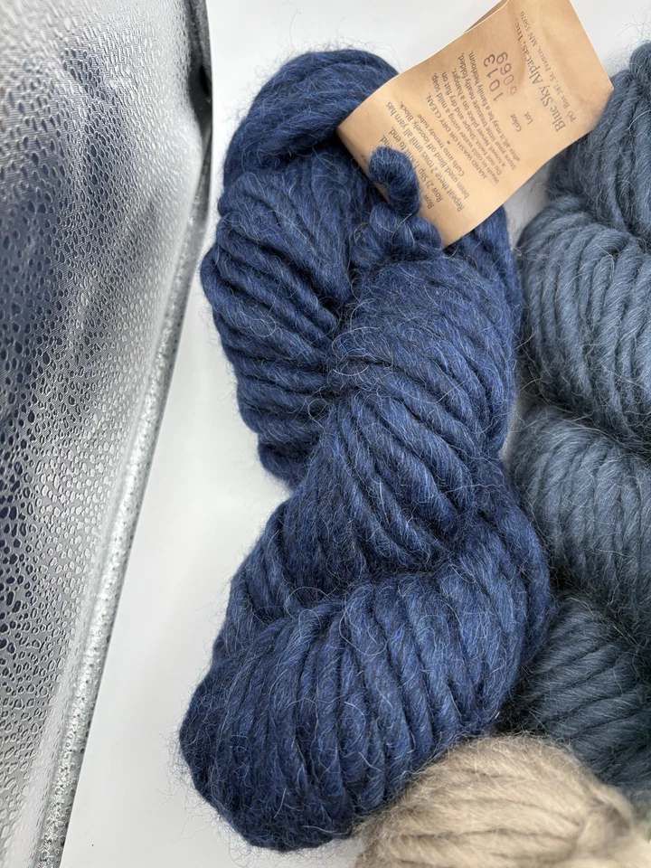 Lote de 9 Alpacas Cielo Azul Hilo Voluminoso Alpaca Neutrales Beige Gris Azul 100g 45yds Foto 3 de 4