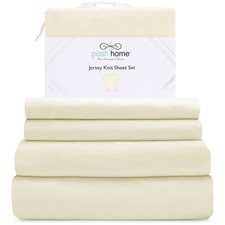Posh Home Jersey Knit Sheet Set 4-Piece Breathable Cotton Bed Sheets - Includes