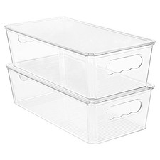 2pcs Clear Organizers and Storage Bins with Lids, Stackable Plastic Storage C...