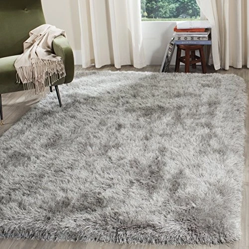  Venice Shag Collection Area Rug - 5' x 7', Silver, Handmade Glam, 3-inch  - Image 2 of 4