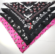 Jolly Roger Skull  Bones Bandanas Lot of 4 Various Halloween Biker Pirate Pet
