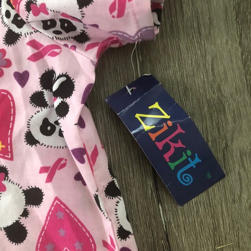 Zikit Women's Sz 1X Pink Purple Hearts Panda Pink Ribbon Mock Wrap Scrub Top New - Picture 6 of 9