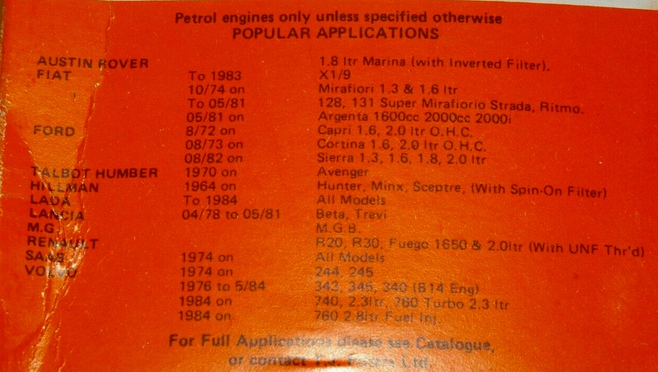 MGB Austin Rover Marina Hillman Lancia Lada Volvo ... siehe Bild Ölfilter FB2059 - Bild 3 von 3