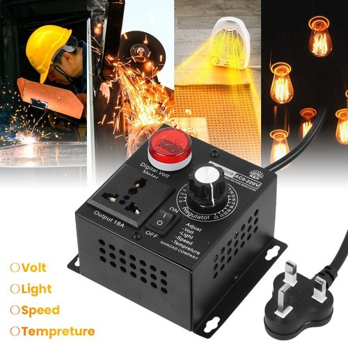 UK Plug AC 220V 4000W Variable Voltage Regulator Volt Speed Motor Fan Controller - Picture 8 of 11