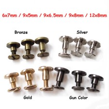 6x7mm to 12x8mm Brass Solid Rivets Book Screws Flat Screws Belt Screw - 4 Colors