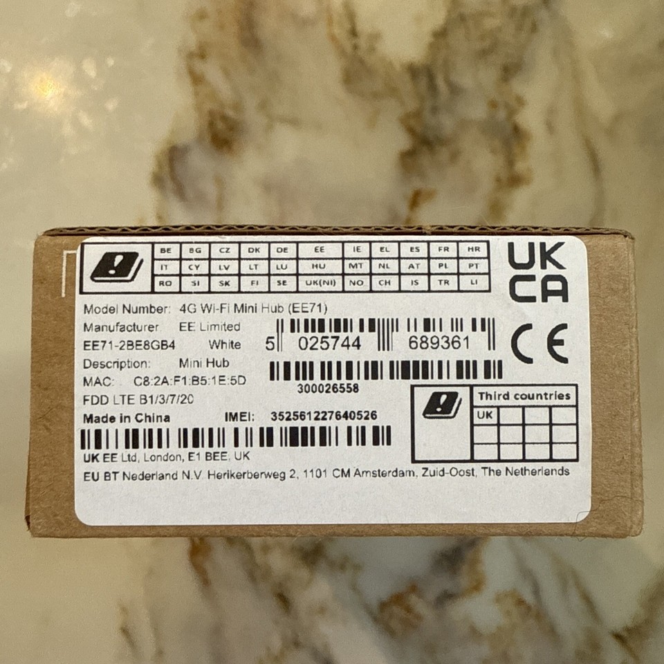 EE 4GEE Mini Hub Mobile WiFi 4G Pay As You Go Mobile Broadband Router