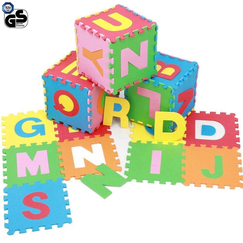 Tappeto Puzzle per Bambini Set 60 Pezzi Gioco Tappetino Lettere Alfabeto Gomma - Immagine 2 di 4