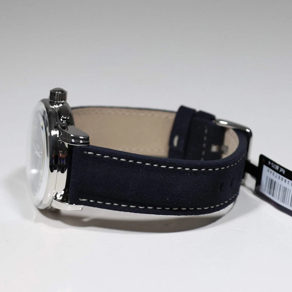 Reloj Zeppelin 8670-4 100 Años Hombre Esfera Azul Acero Inoxidable Correa Cuero Foto 4 de 4