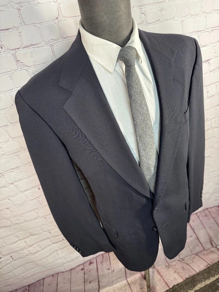 BOTANY 500 Mens Navy Blue Classic Fit Pleated 2 Pc Suit 42L Jacket 36x32 Pant - Image 4 of 4