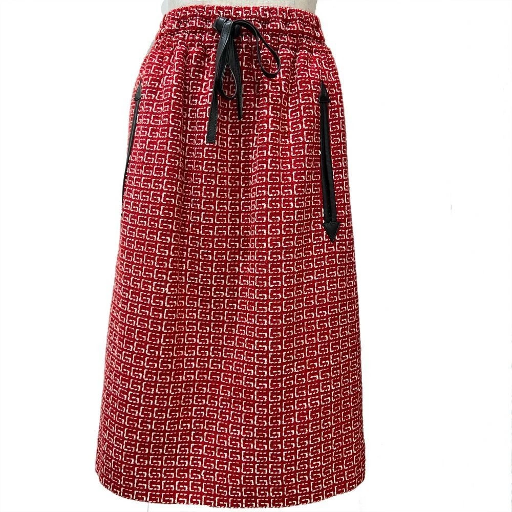 Gucci Jupe Rouge 36 Tato Femme Taille Élastique Longue Marque Gallery Higashi _37878