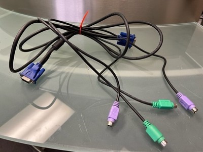 6Ft KVM Cable SVGA VGA HD-15 Pin PS/2 Mouse Keyboard MDIN-6 Pin PC Male M/M
