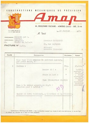 ASNIERES-sur-SEINE (92) PRECISION MECHANICAL CONSTRUCTIONS ''AMAP'' in 1955