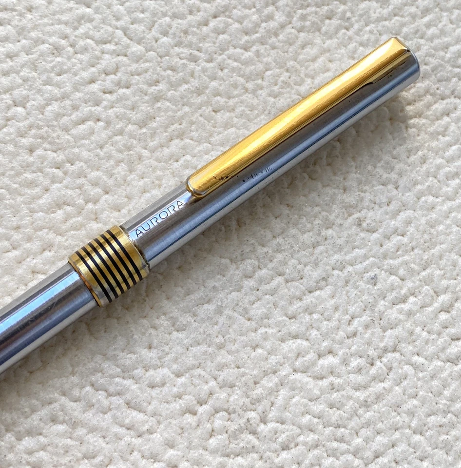 Bolígrafo Aurora Pencil Hastil lacado plateado bolígrafo vintage Italia dos tonos Foto 3 de 4