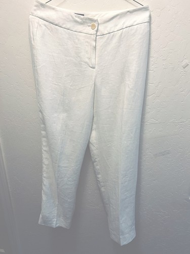 Talbots Heritage Linen Pants Women lining button Evening White NWT - Picture 2 of 10