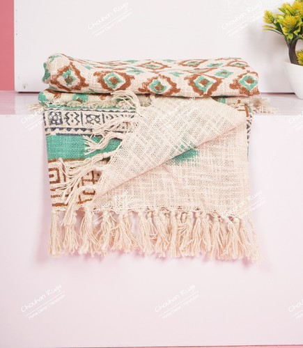 Hand Loomed Cloth Soft Cotton Blanket, Sofa Cover, Boho Ethnic Beach Towel - Picture 5 of 8