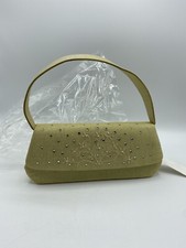 Gold Metallic Fabric Handbag Floral Embroidered Jewels Evening Wedding Prom /roh