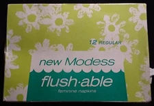 1960's Modess FLUSHABLE Belted Tabbed Maxi Pad Sanitary Napkin! VERY RARE ITEM!