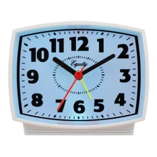 NEW Durable Tall Electrical Analog White Alarm Clock 3in with Backlight Quartz