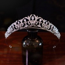 Simple All CZ Cubic Zirconia Wedding Bridal Queen Princess Tiara Crown For Women