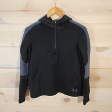 Under Armour Size Youth L Large ColdGear Loose Fit Hoodie Black / Gray 1/4 Zip