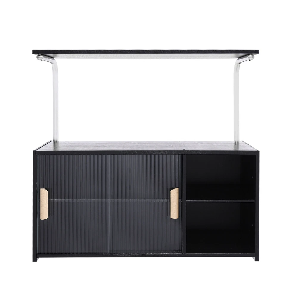 Prateleiras ajustáveis com porta 26,4" de altura aparador de fazenda armário de armazenamento buffet - Imagem 4 de 4