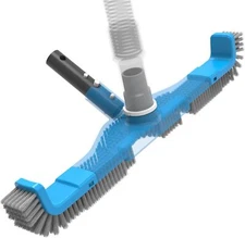 20" 2 in 1 Pool Brush Vacuum Head with Swivel Hose Connection & Sturdy Nylon ...