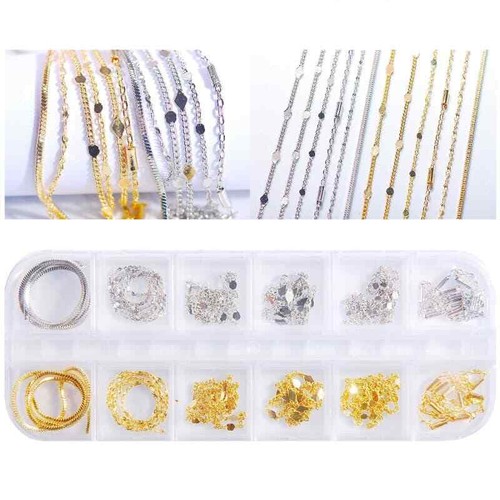Nail Art Chain DIY Nail Accessor Set Polymer Clay 12 Grid Decor Pearl Flower - Picture 44 of 51