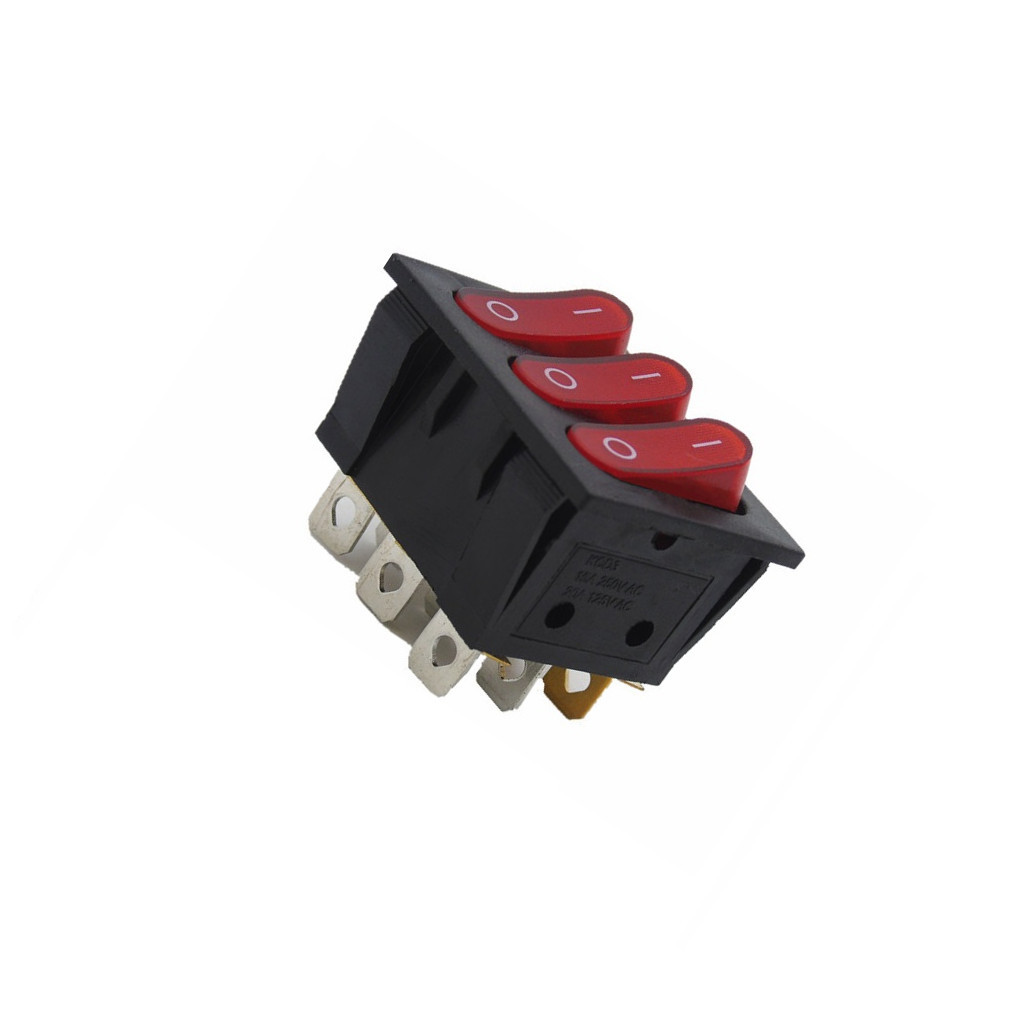 9 Pin 15A 250V Red Button Rocker Switch KCD3-303 Rocker Power