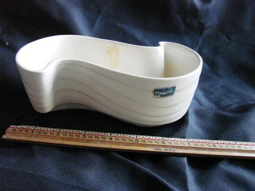Vintage 60s Planter Haeger 3770 S Curve Ivory FOIL LABEL 8" Ceramic Dish Garden