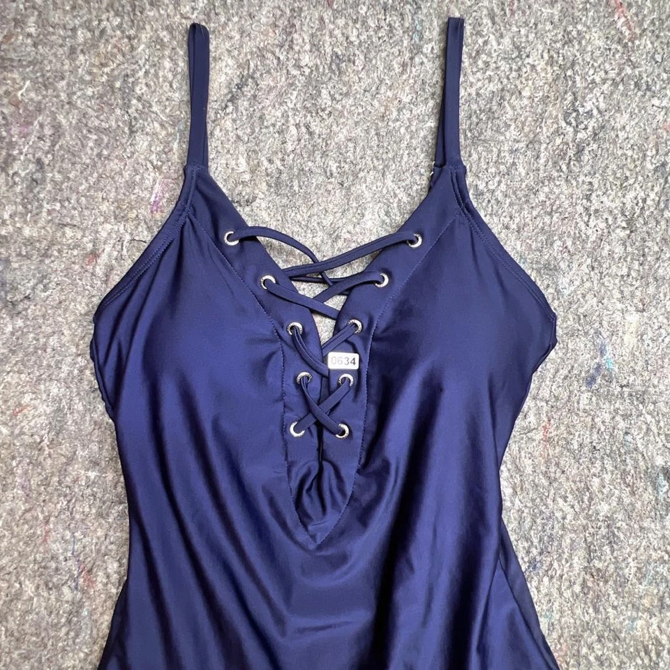 Traje de baño Nautica para mujer 1 pieza con cordones azul acolchado talla M Foto 4 de 4