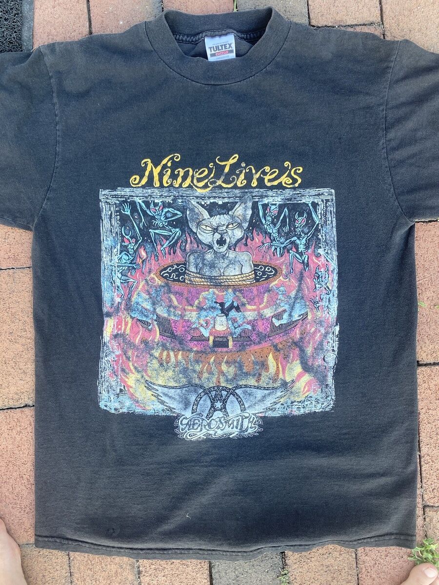 vintage 90's Aerosmith Nine Lives Tour t shirt - Vintage vintage 90's Aerosmith Nine Lives Tour t shirt - Vintage