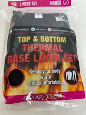 NIP Polar Extreme Thermal Top & Pants Black Base Layer Womens Medium  Winter