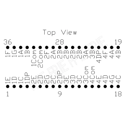 4 Digit 7 Segment Yellow Common Anode Display by LITEON (LTC-5851Y) - Image 3 of 3