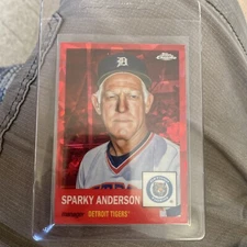 2022 Topps Chrome Platinum Sparky Anderson Red Atomic #91/100 Tigers