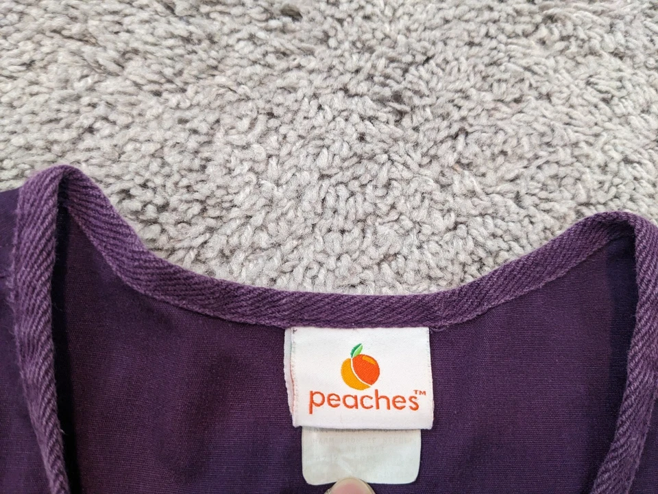 Peaches Uniforms Scrub Top Nurse Womens Large Medical Short Sleeve Purple - Image 4 of 4