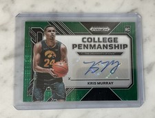 2023-24 Kris Murray Prizm Draft Picks IOWA College Penmanship Green Auto # 13/25
