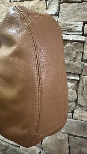 Michael Kors Women Fulton Brown Shoulder Handbag Pebbled Leather MK Emblem - Picture 14 of 14