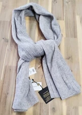 Charter Club Ribbed 100% Cashmere Scarf - Ice Grey Heather 66" x 12"