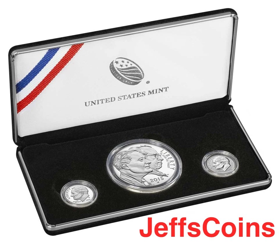 5 Coin Set 2015 W W P S S March of Dimes Reverse Clad Silver Proof Dollar DM5+ - Image 4 of 4