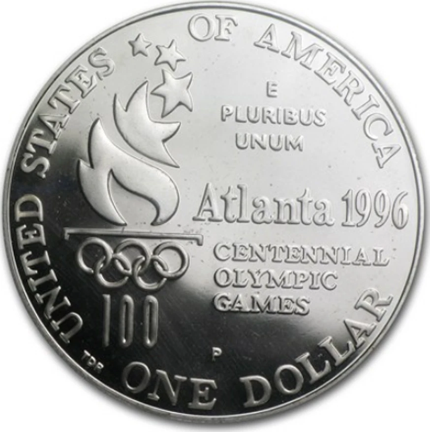 :1996-P $1 Tennis Olympic Commemorative-Dollar Near-Perfect Proof PCGS PR69DCAM  - Image 2 of 2