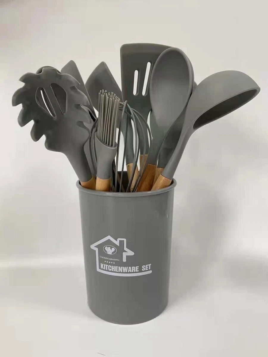 Set 6 cucchiai grandi in legno per mescolare Cucchiaio lungo in legno Utensili da cucina rustici Utensili da cucina in legno - Italia