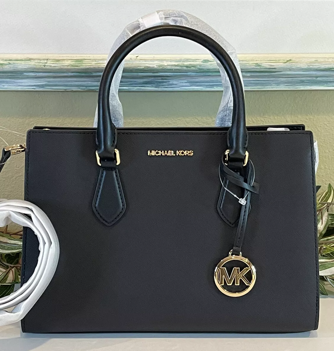 MK black and gold clearance purse