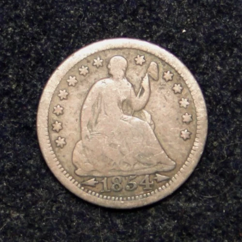 1854 ARROWS SEATED LIBERTY HALF DIME OLD U.S. TYPE COINS